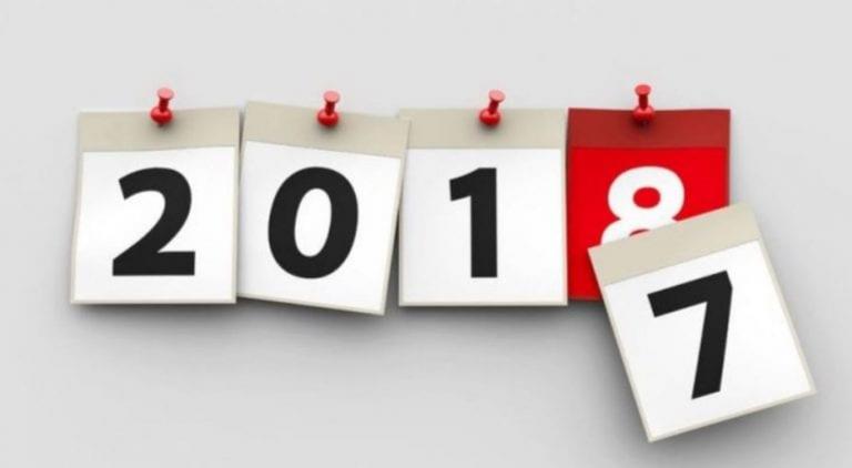 Koledarski listi ob prehodu iz leta 2017 v leto 2018.