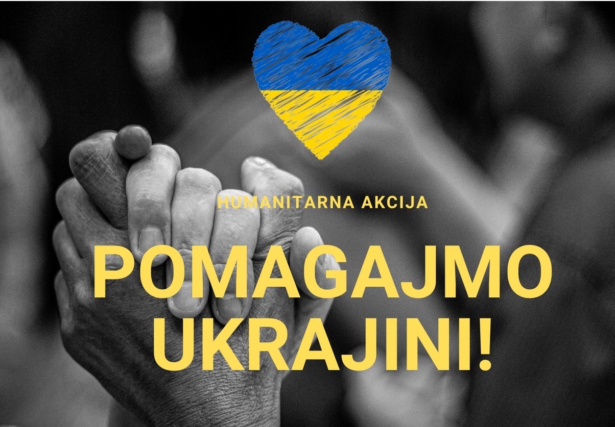 Plakat humanitarne akcije Pomagajmo Ukrajini.