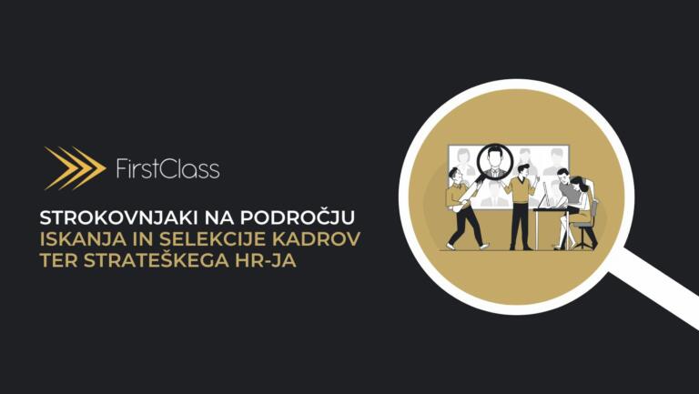 Oglas programa FirstClass za uporabo umetne inteligence pri kadrovanju.